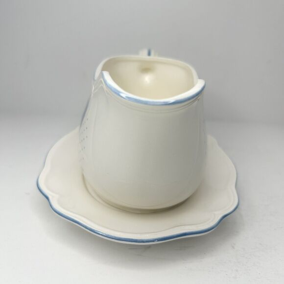 Gravy Boat & Plate Country Style Welcome Friends Ducks Blue  made in Japan 24oz. - Picture 3 of 9